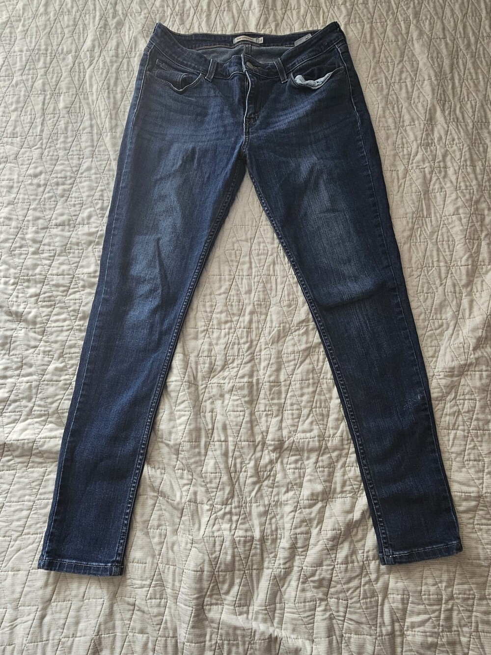 Levi's blue denim jeans with tan leather patch
